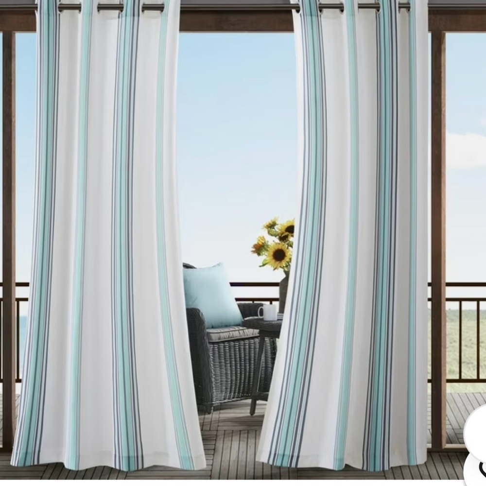 Striped Blue and White Outdoor Curtains